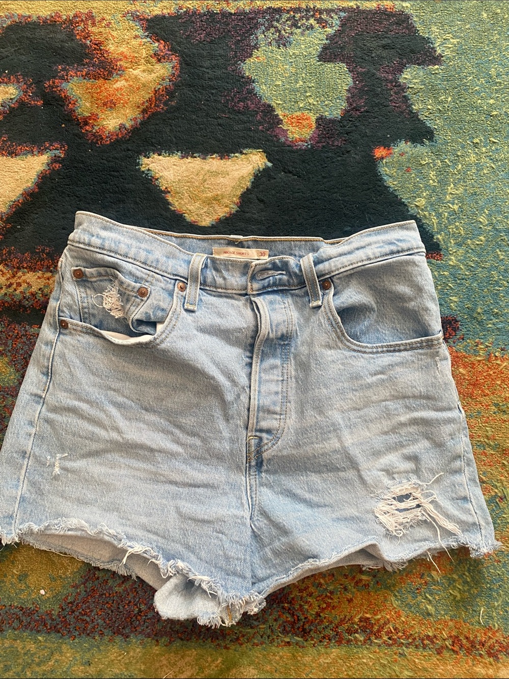 Levi's Light Blue Distressed Denim Cutoff Shorts